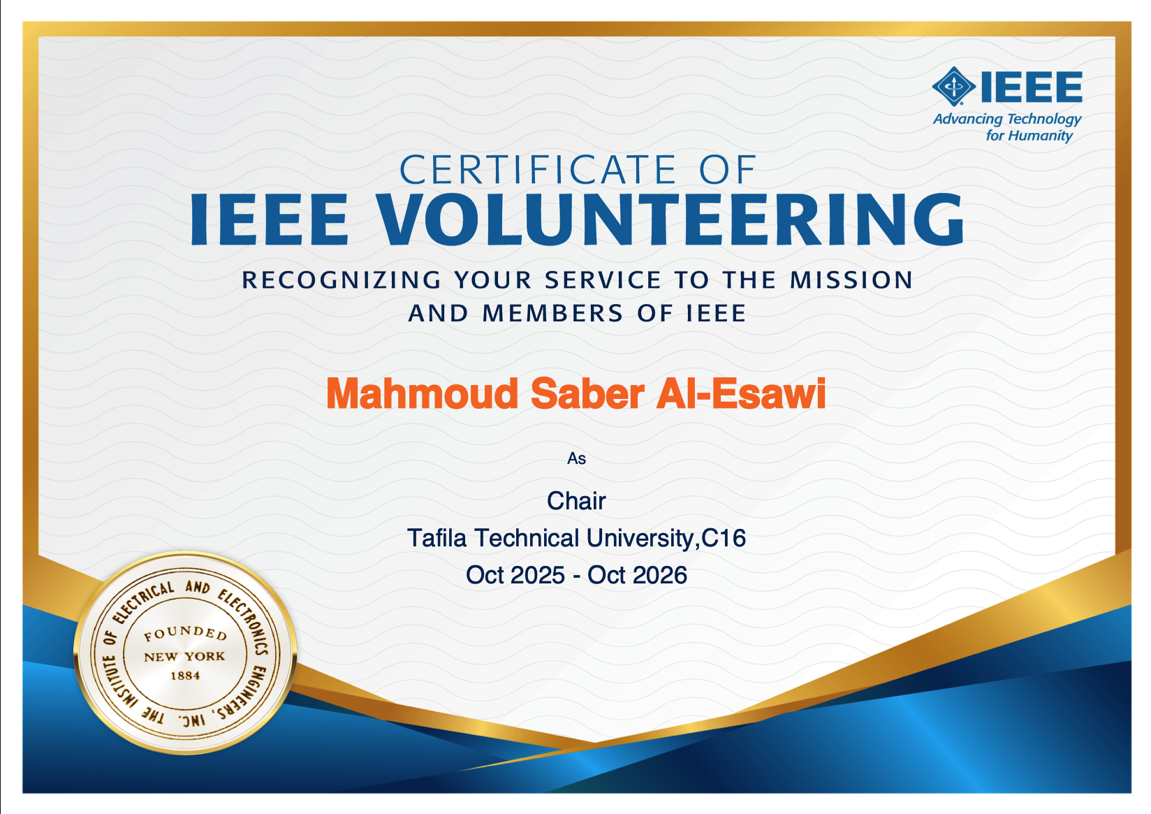 IEEE Volunteering - Chair